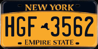NY license plate HGF3562