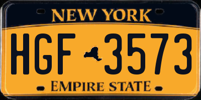 NY license plate HGF3573