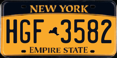 NY license plate HGF3582