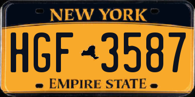 NY license plate HGF3587