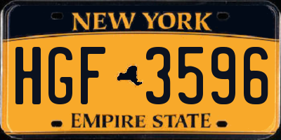 NY license plate HGF3596