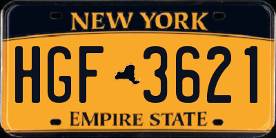 NY license plate HGF3621