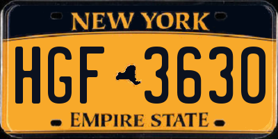 NY license plate HGF3630