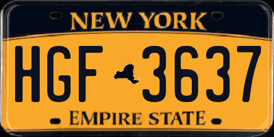 NY license plate HGF3637