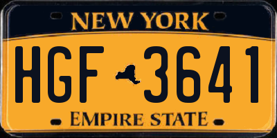 NY license plate HGF3641
