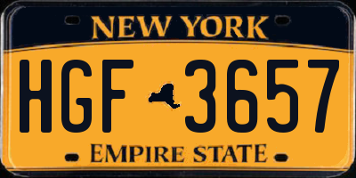 NY license plate HGF3657