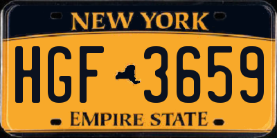NY license plate HGF3659