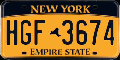 NY license plate HGF3674