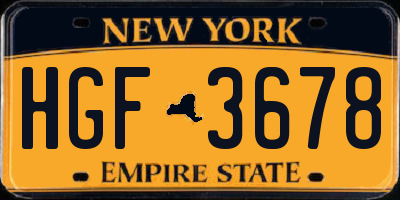 NY license plate HGF3678