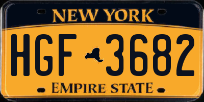 NY license plate HGF3682