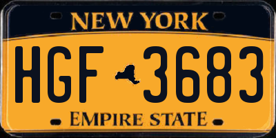 NY license plate HGF3683
