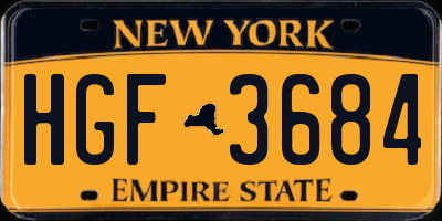 NY license plate HGF3684