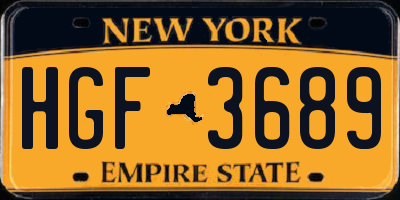 NY license plate HGF3689