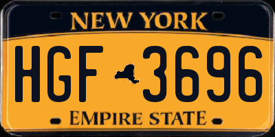 NY license plate HGF3696