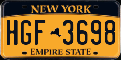 NY license plate HGF3698