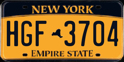 NY license plate HGF3704