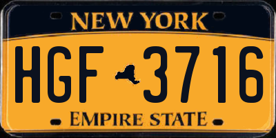 NY license plate HGF3716
