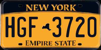 NY license plate HGF3720