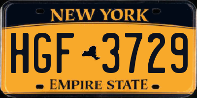 NY license plate HGF3729