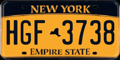 NY license plate HGF3738
