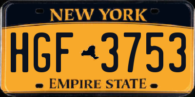 NY license plate HGF3753
