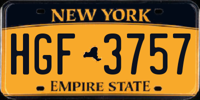 NY license plate HGF3757