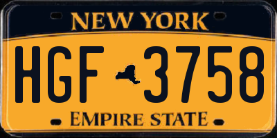 NY license plate HGF3758