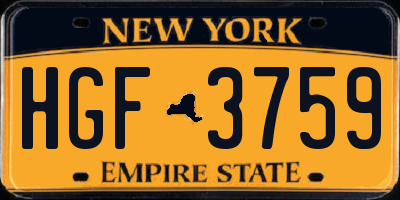 NY license plate HGF3759