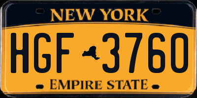 NY license plate HGF3760