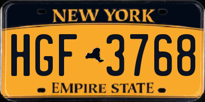 NY license plate HGF3768
