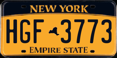 NY license plate HGF3773