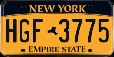 NY license plate HGF3775
