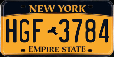 NY license plate HGF3784