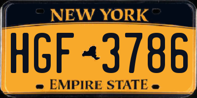 NY license plate HGF3786