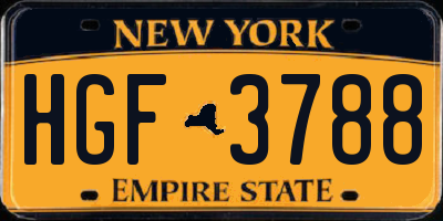 NY license plate HGF3788