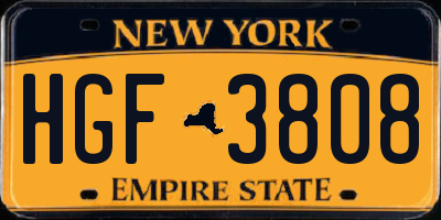 NY license plate HGF3808