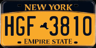 NY license plate HGF3810