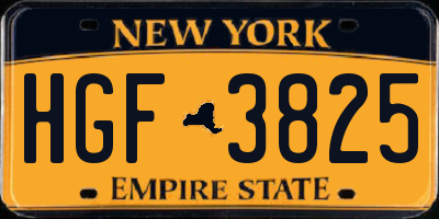 NY license plate HGF3825