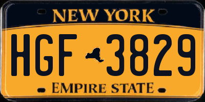 NY license plate HGF3829