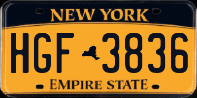 NY license plate HGF3836