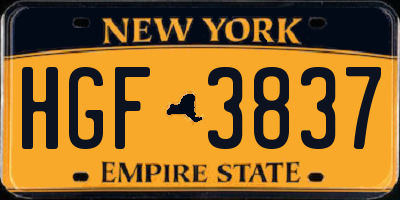 NY license plate HGF3837