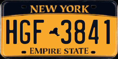 NY license plate HGF3841