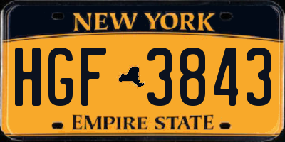 NY license plate HGF3843