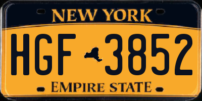 NY license plate HGF3852