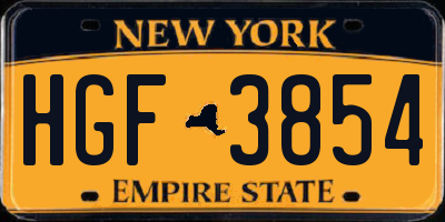 NY license plate HGF3854