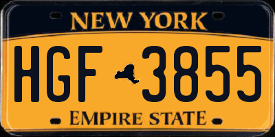 NY license plate HGF3855