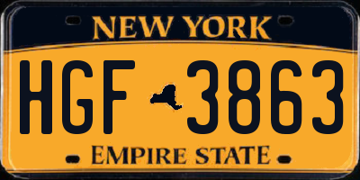 NY license plate HGF3863