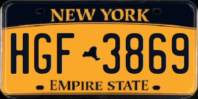 NY license plate HGF3869
