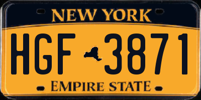 NY license plate HGF3871