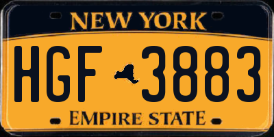 NY license plate HGF3883